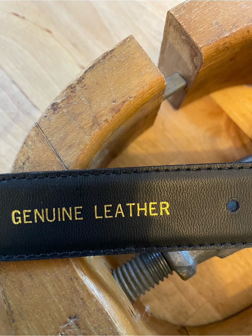 Black Leather Belt with Gold Lion Emblem Made in Italy 38 in - Picture 4 of 7